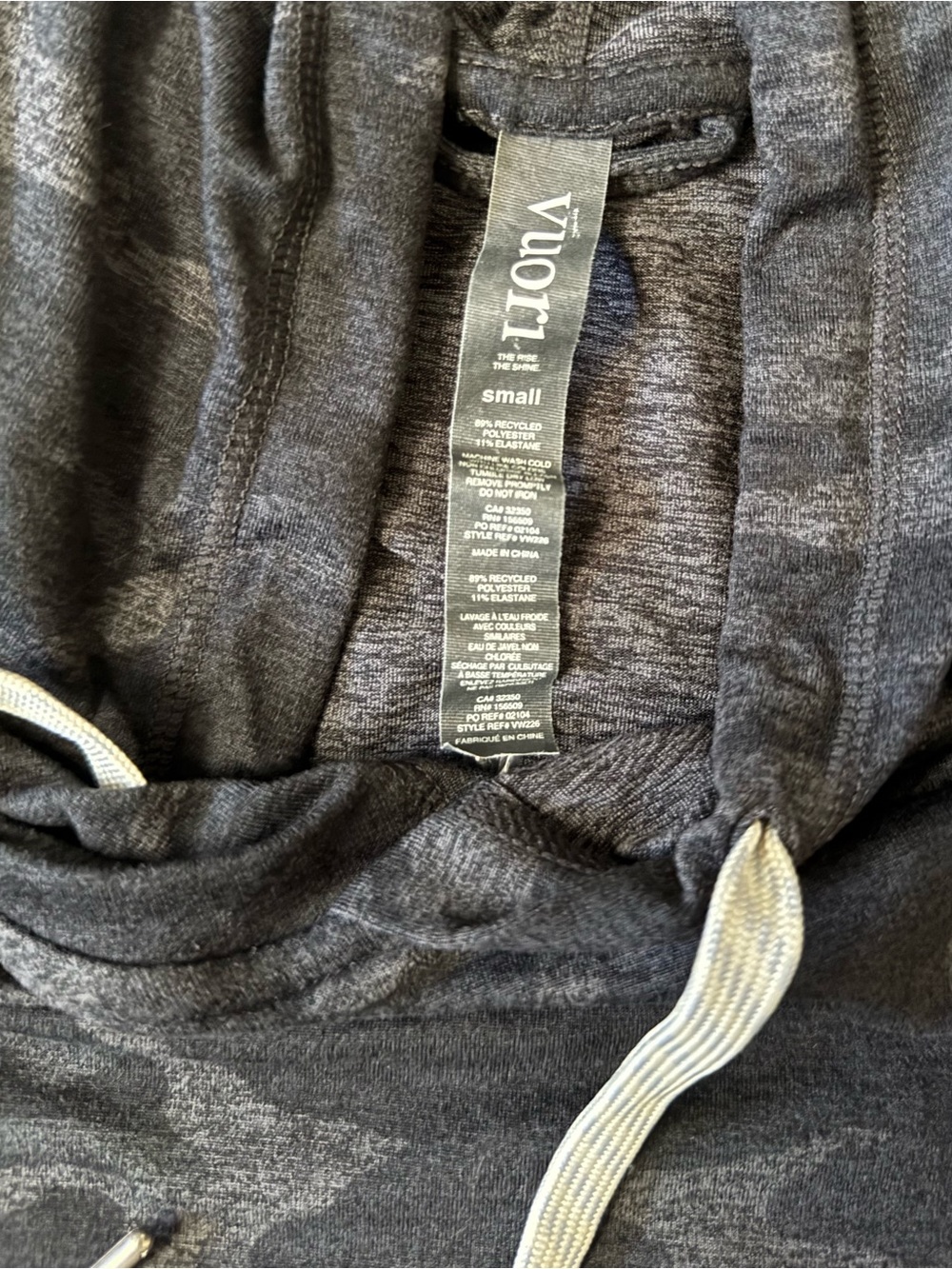 Vuori Dark Camo Lightweight Hoodie with White Drawstrings - Picture 3 of 4